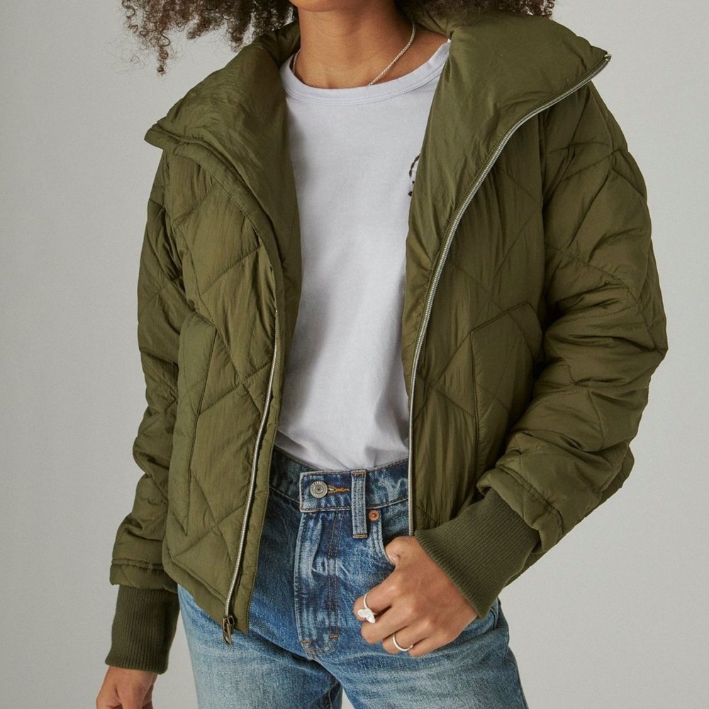 Lucky Brand Lightweight Packable Puffer Army Green size S RARE FIND! - Picture 5 of 6